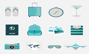 12 fresh travel icon vector